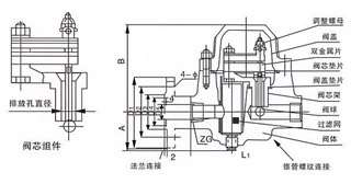 SF-1(2,3),SF-1(2,3)-GF可調雙金屬片式疏水閥結構示意圖