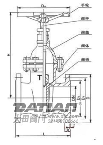 Z45暗桿楔式單閘板閘閥 結(jié)構(gòu)圖