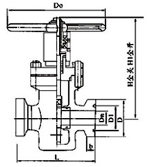 Z83平行式卡箍閘閥結構示意圖