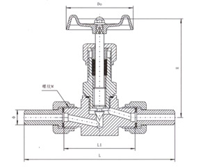 J21外螺紋針型閥結構示意圖