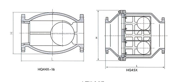 HQ45微阻球形止回閥結構示意圖